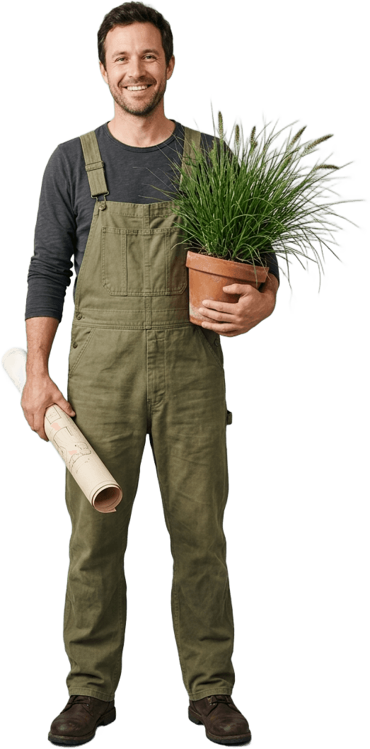 A TMP Landscaping crew member carrying out Landscaping Design