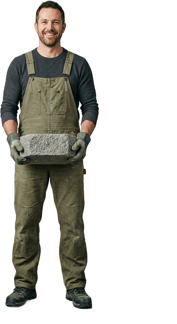 A TMP Landscaping crew member carrying out Retaining Wall